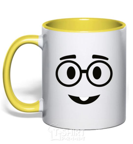 Mug with a colored handle Botanist yellow фото