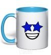 Mug with a colored handle Stellar hour sky-blue фото