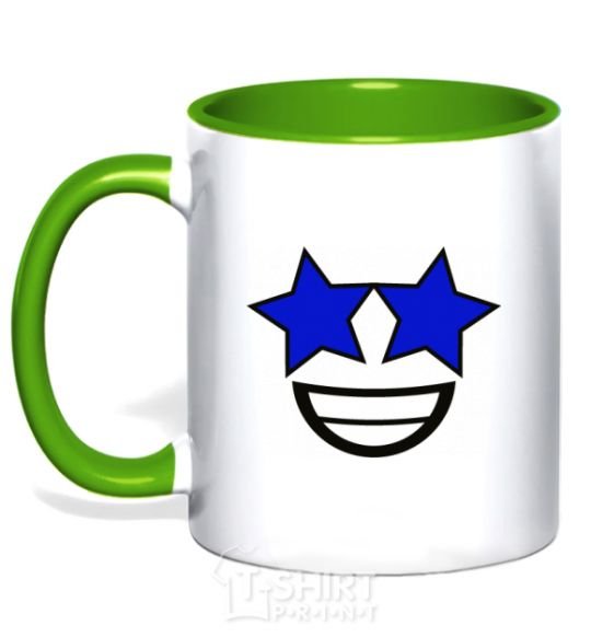 Mug with a colored handle Stellar hour kelly-green фото