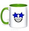 Mug with a colored handle Stellar hour kelly-green фото