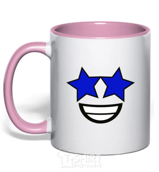 Mug with a colored handle Stellar hour light-pink фото