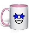 Mug with a colored handle Stellar hour light-pink фото