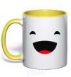 Mug with a colored handle Fun yellow фото