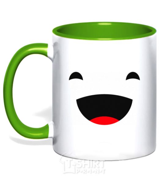 Mug with a colored handle Fun kelly-green фото
