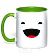 Mug with a colored handle Fun kelly-green фото