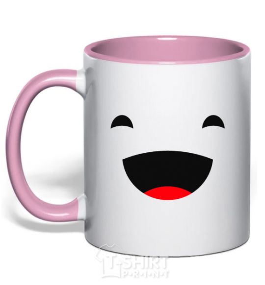 Чашка с цветной ручкой Веселье Нежно розовый фото