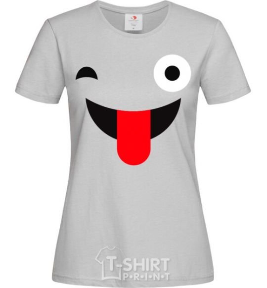 Women's T-shirt A wink with the tongue grey фото