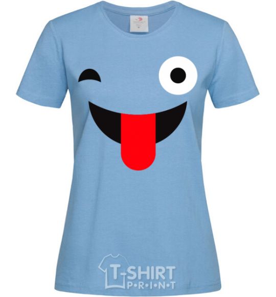 Женская футболка Подмигивание с языком Голубой фото