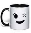 Mug with a colored handle Wink black фото