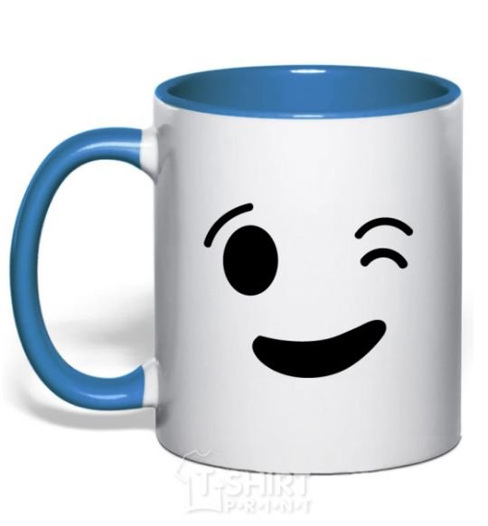 Mug with a colored handle Wink royal-blue фото