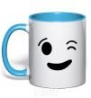 Mug with a colored handle Wink sky-blue фото
