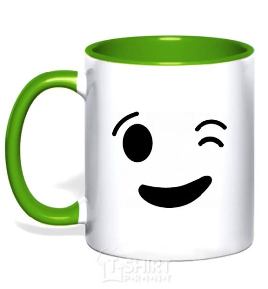 Mug with a colored handle Wink kelly-green фото