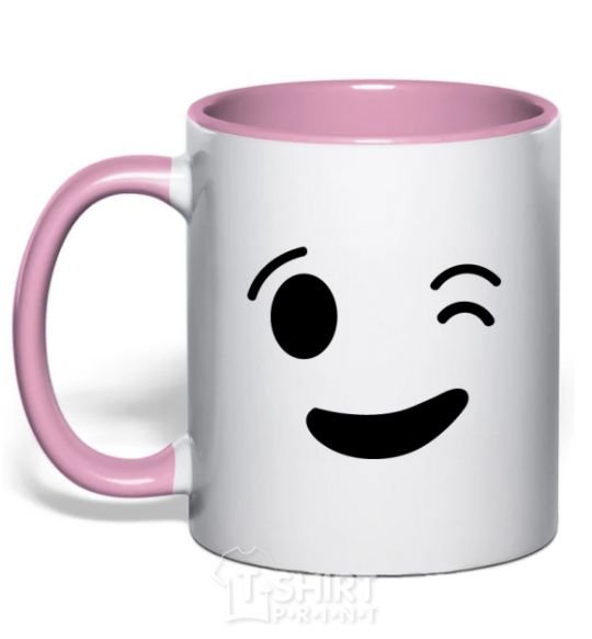 Mug with a colored handle Wink light-pink фото