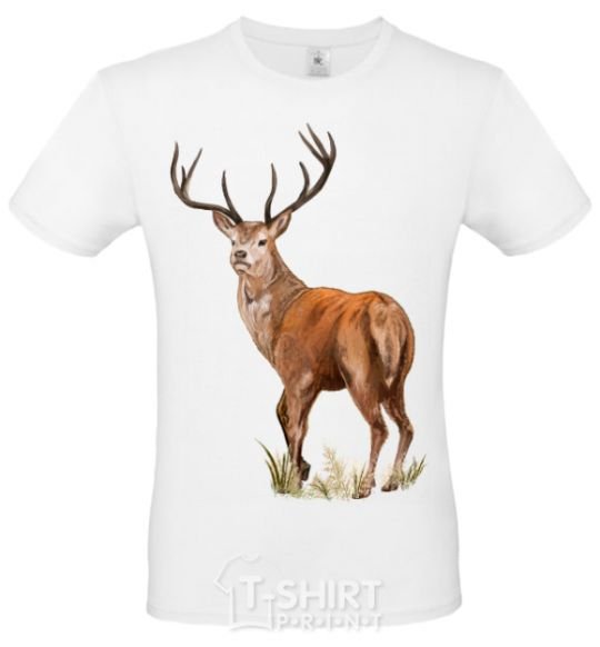 Men's T-Shirt Reindeer drawing White фото