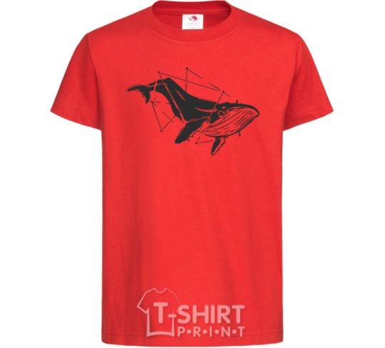 Kids T-shirt A whale in curves red фото