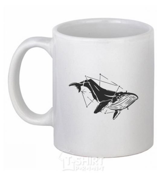 Ceramic mug A whale in curves White фото