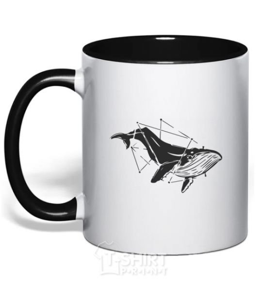 Mug with a colored handle A whale in curves black фото