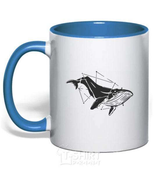Mug with a colored handle A whale in curves royal-blue фото
