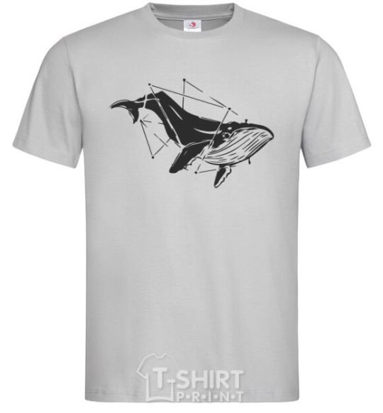 Men's T-Shirt A whale in curves grey фото