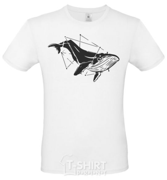 Men's T-Shirt A whale in curves White фото