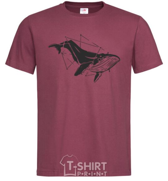 Men's T-Shirt A whale in curves burgundy фото