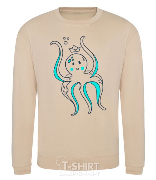 Sweatshirt An octopus in a panama sand фото