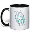 Mug with a colored handle An octopus in a panama black фото