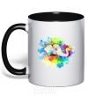 Mug with a colored handle The elephant in the paint black фото