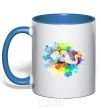Mug with a colored handle The elephant in the paint royal-blue фото