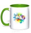 Mug with a colored handle The elephant in the paint kelly-green фото