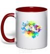 Mug with a colored handle The elephant in the paint red фото