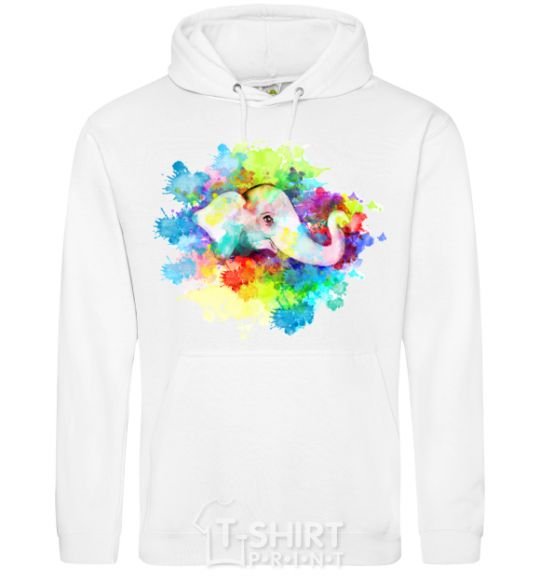 Men`s hoodie The elephant in the paint White фото