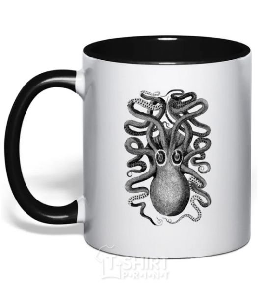 Mug with a colored handle Tentacles black фото
