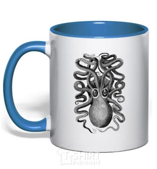 Mug with a colored handle Tentacles royal-blue фото