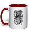 Mug with a colored handle Tentacles red фото