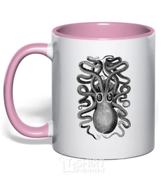 Mug with a colored handle Tentacles light-pink фото