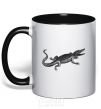 Mug with a colored handle Crocodile gray black фото