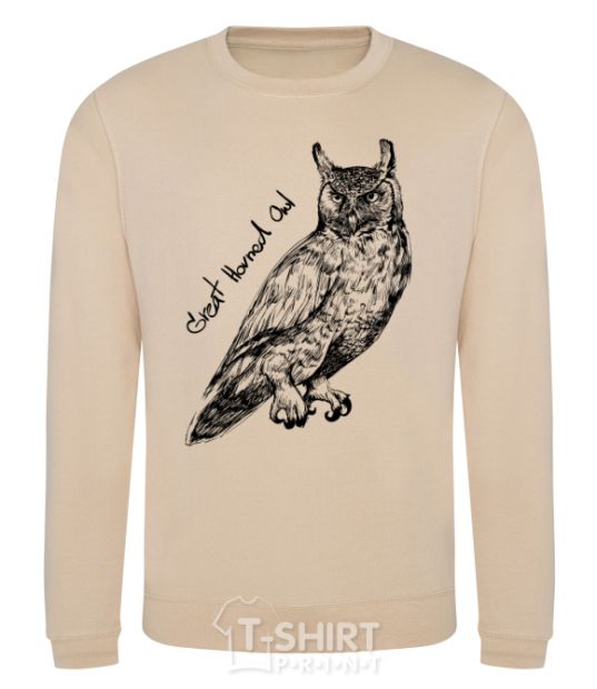 Sweatshirt Great horned owl sand фото