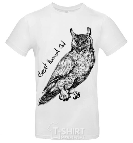 Men's T-Shirt Great horned owl White фото