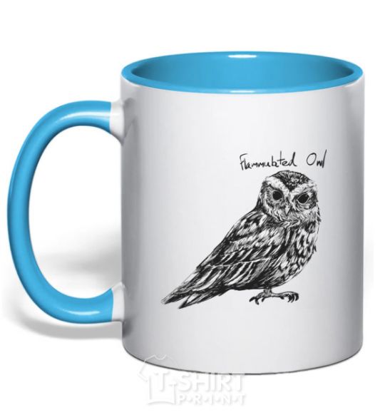 Чашка с цветной ручкой Flammulated owl Голубой фото