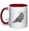Чашка с цветной ручкой Flammulated owl Красный фото