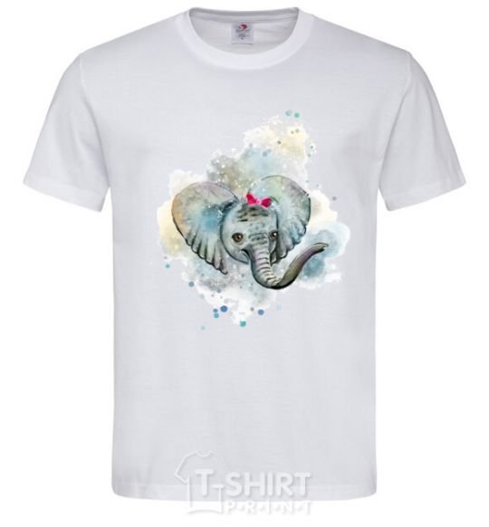 Мужская футболка Слон акварель Белый фото