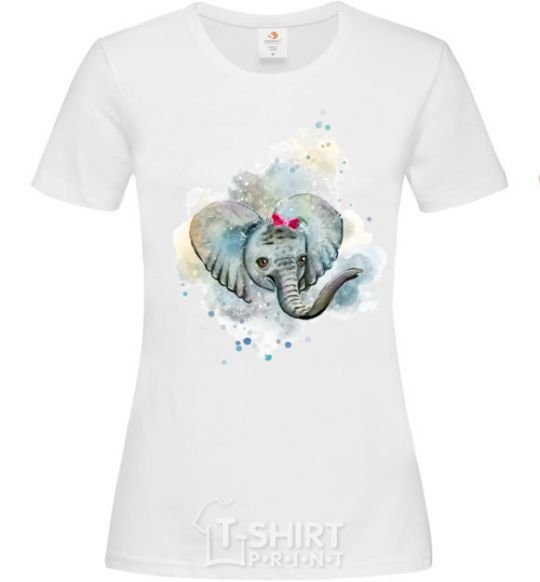 Women's T-shirt Elephant watercolor White фото