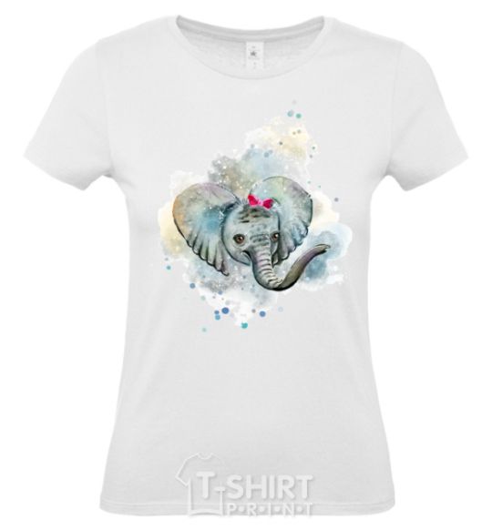 Women's T-shirt Elephant watercolor White фото