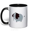 Mug with a colored handle Funny elephant black фото