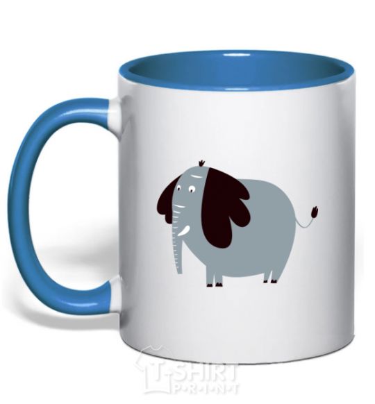 Mug with a colored handle Funny elephant royal-blue фото