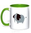 Mug with a colored handle Funny elephant kelly-green фото