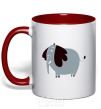 Mug with a colored handle Funny elephant red фото