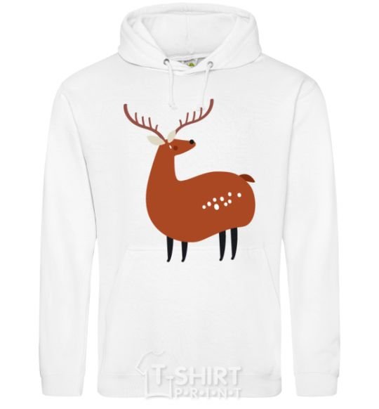 Men`s hoodie Funny deer White фото