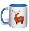 Mug with a colored handle Funny deer royal-blue фото